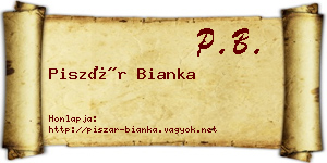 Piszár Bianka névjegykártya