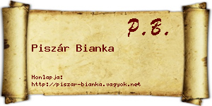 Piszár Bianka névjegykártya